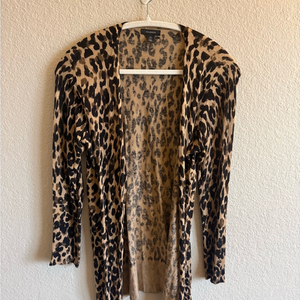 Halogen Cheetah Animal Print Cardigan Lightweight Maximalist Spring Summer